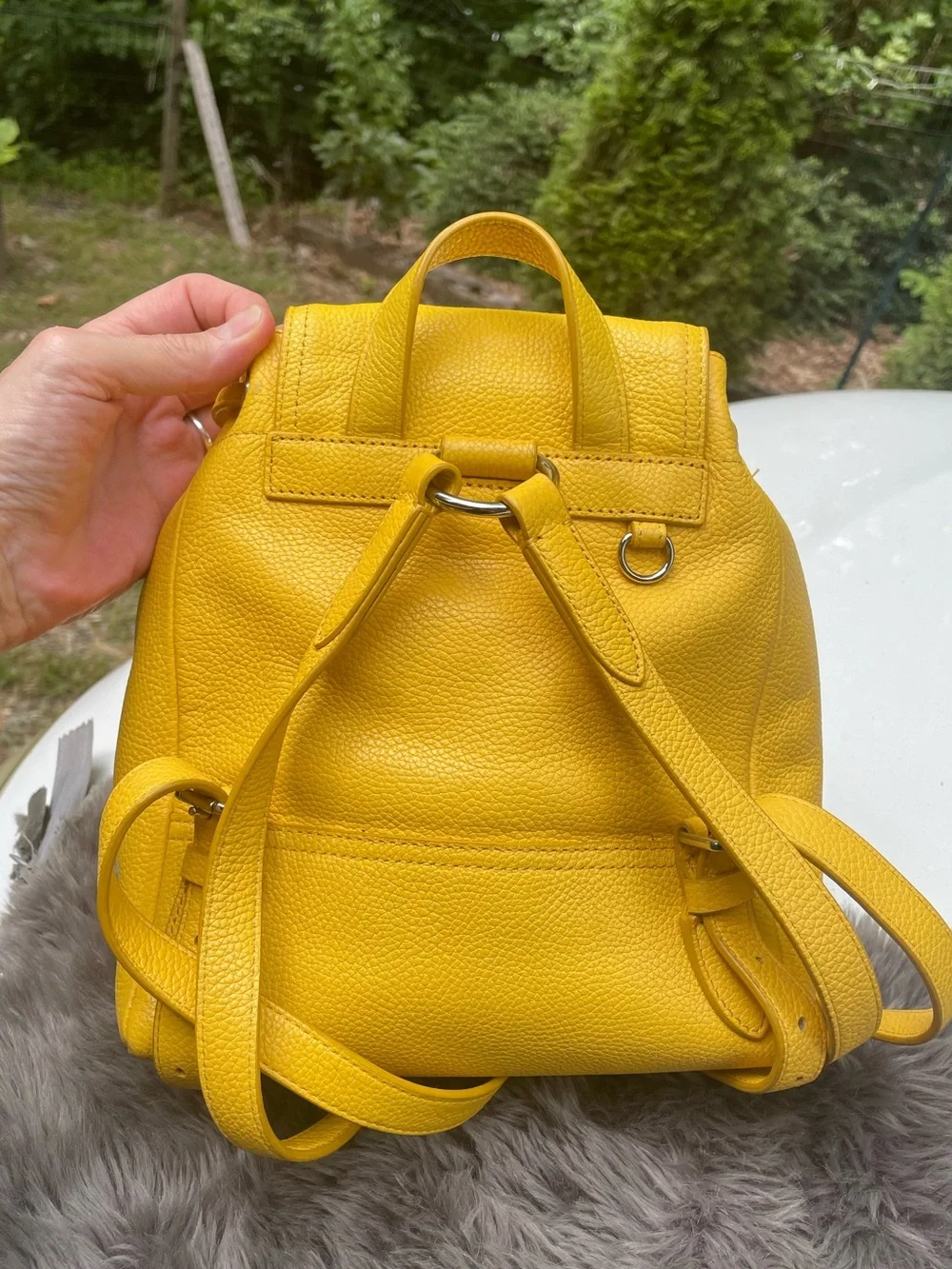 Coach Yellow Pebbled Leather Mini Backpack Bag